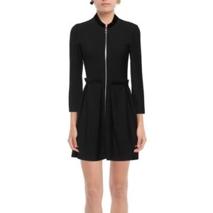 Maje black silk blend mini zip up dress